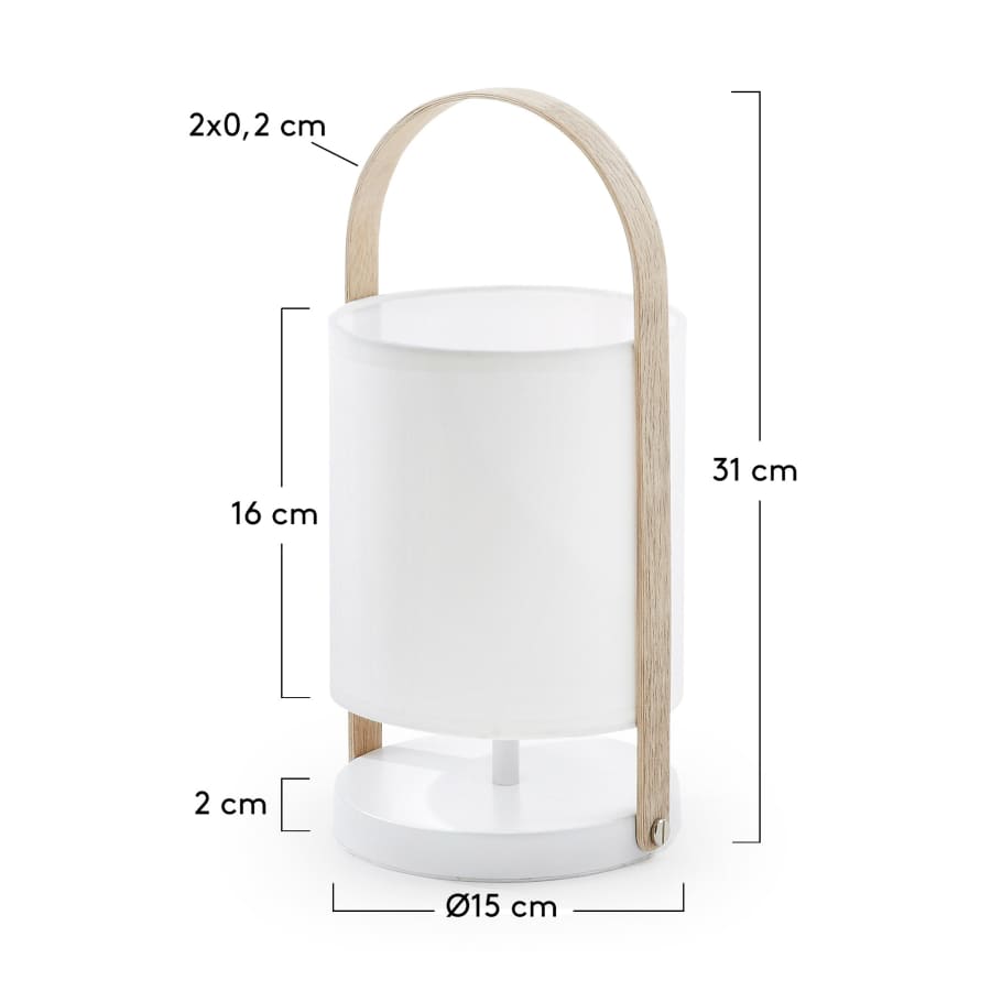 Zayma table lamp in beech wood and white cotton UK adapter