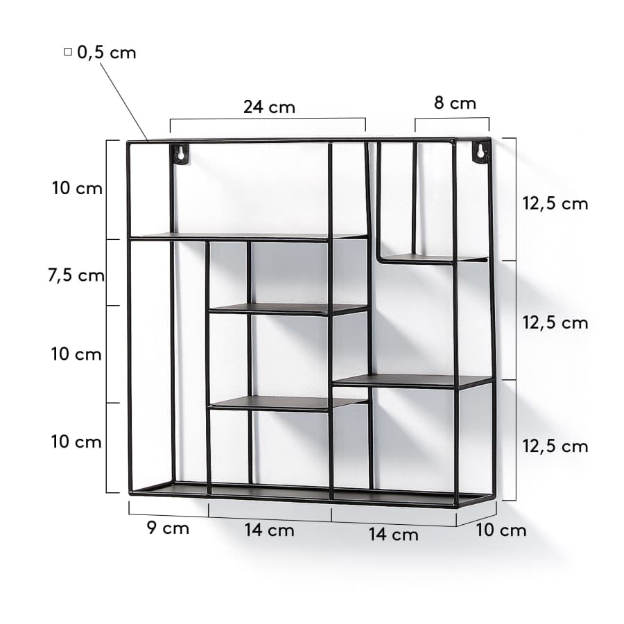Nils shelves in steel with black finish 37 x 37,5 cm
