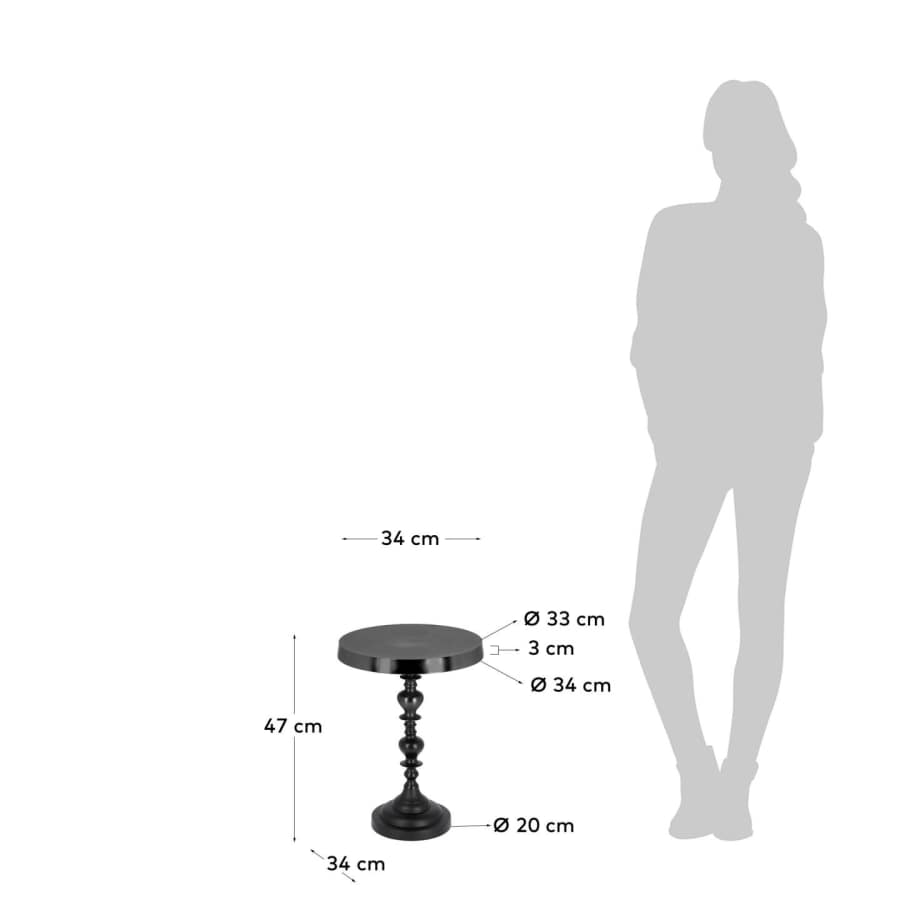 Shaine side table in black aluminium Ø 33 cm