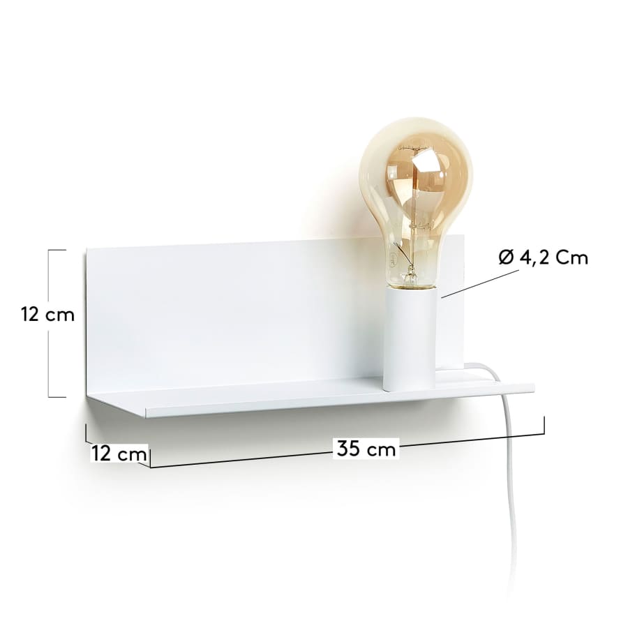 Hannah wall light in steel with white finish 35 cm