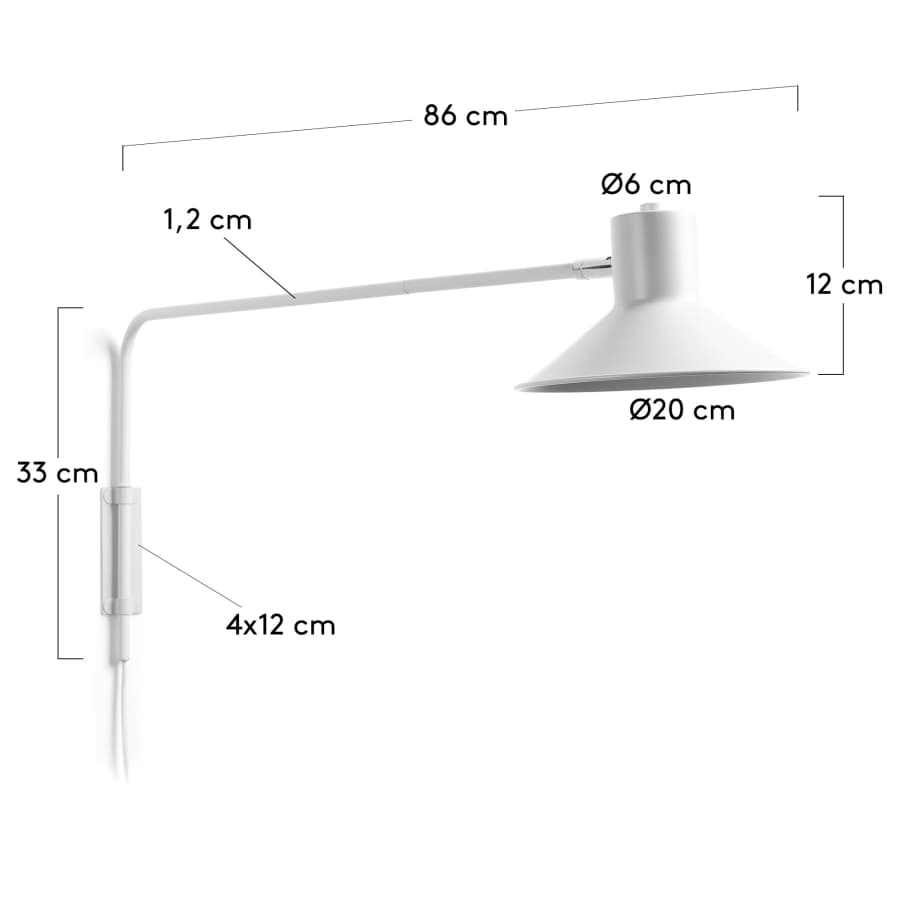 Aria steel wall light with white finish