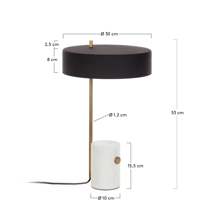 Phant table lamp in metal and marble UK adapter