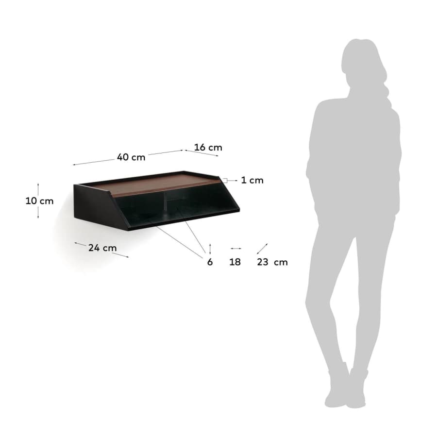 Estante Lusin con chapa de roble acabado nogal 40 x 10 cm FSC MIX Credit