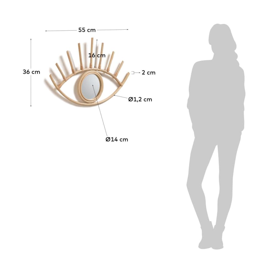 Espejo Maela de ratán 55 x 36 cm natural