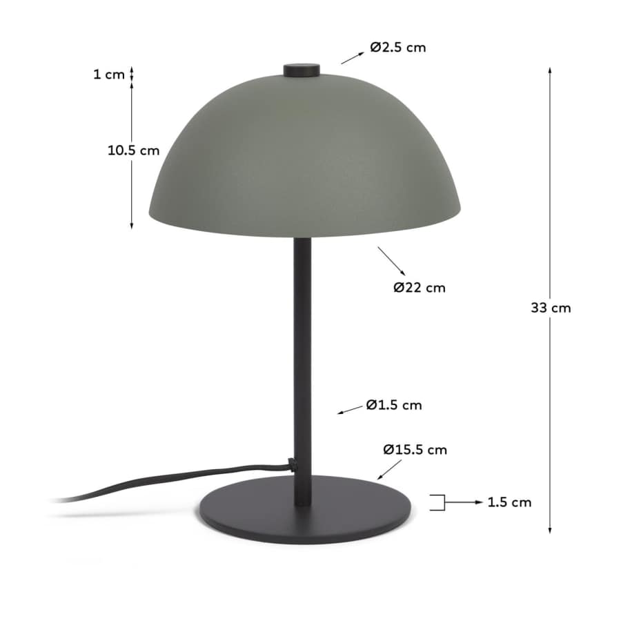 Lampada da tavolo Aleyla in metallo con finitura verde