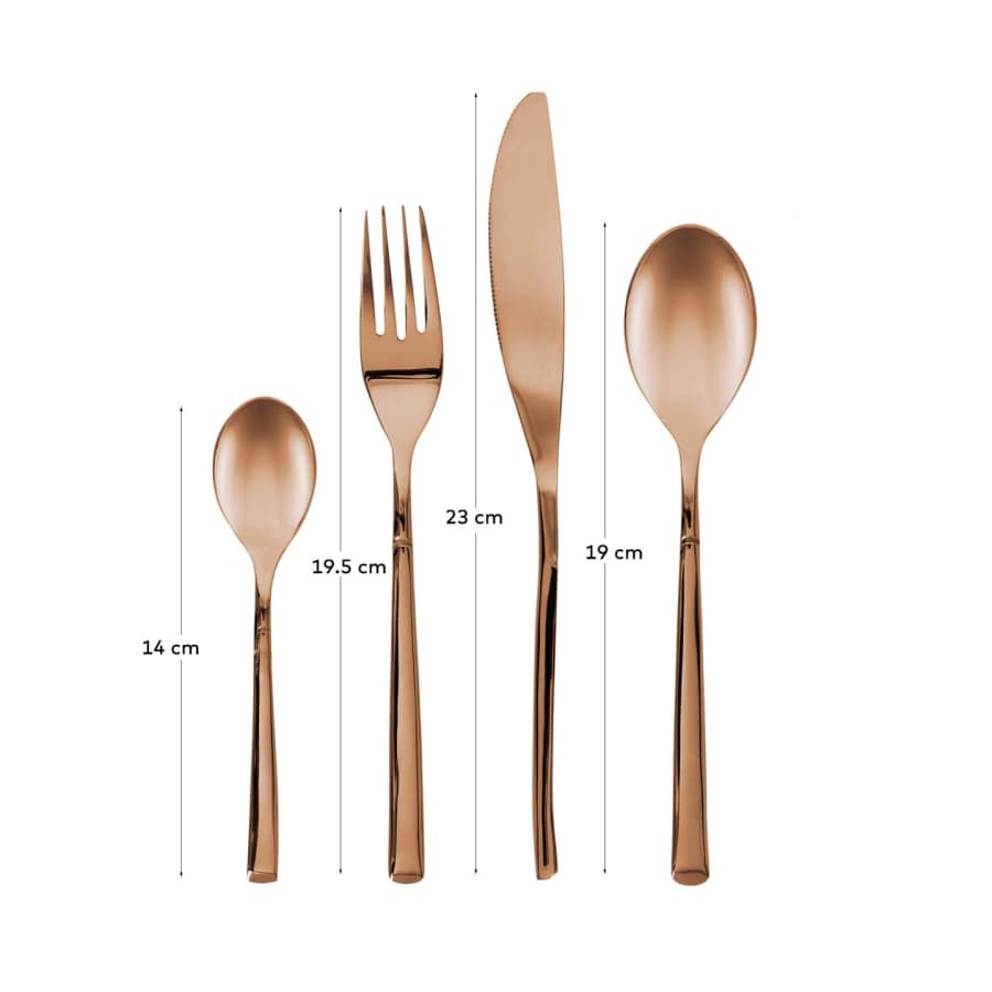 Kelda square handle 16-piece coppery cutlery set