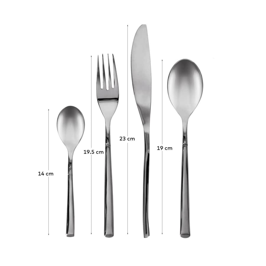 Crisps square handle 16-piece silvery cutlery set