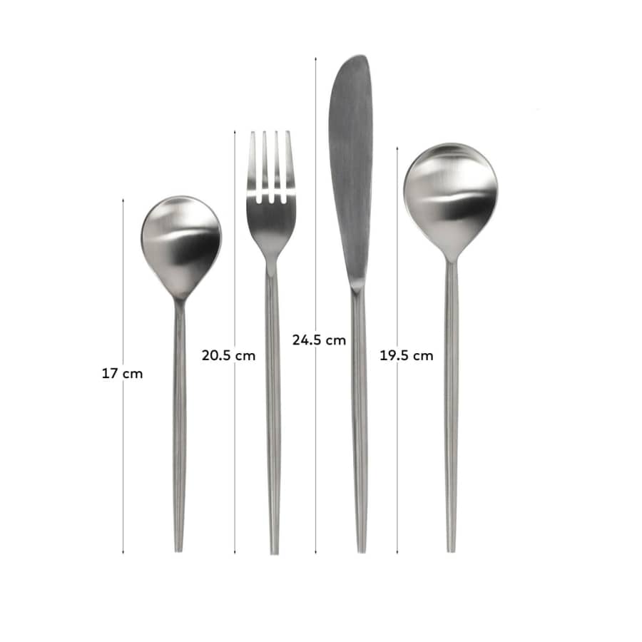 Crisps rounded handle 16-piece silvery cutlery set