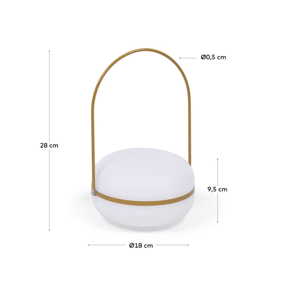 Tea table lamp in polythene and metal with mustard finish