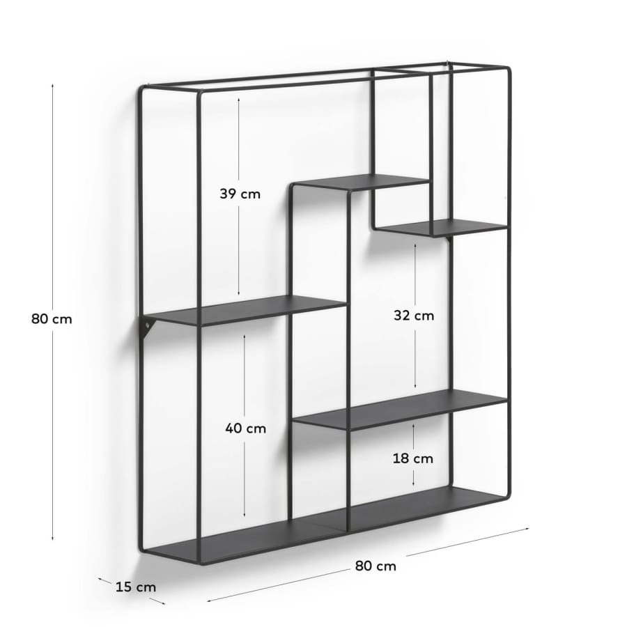 Nils Regal aus Metall mit schwarz lackiertem Finish 80 x 80 cm