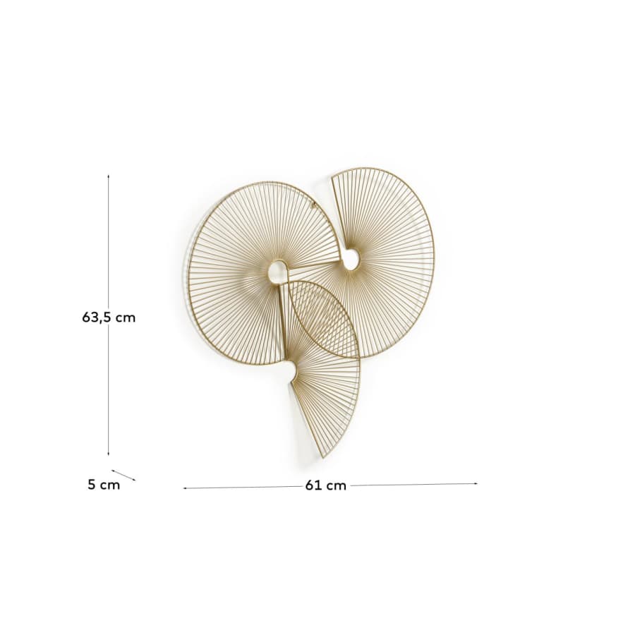 Pannello murale Venertia rotondo in metallo dorato 63,5 x 61 cm