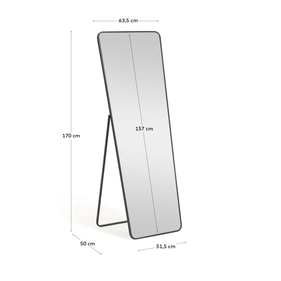 Nyah black metal full-length mirror 63,5 x 165 cm