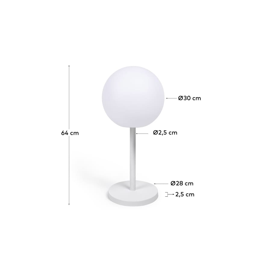 Lampe de table d'extérieur Dinesh en acier blanc