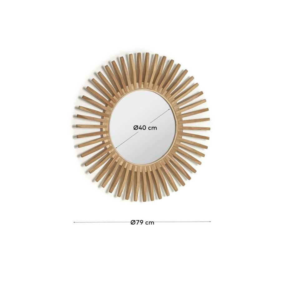 Ena round solid teak mirror 79 cm