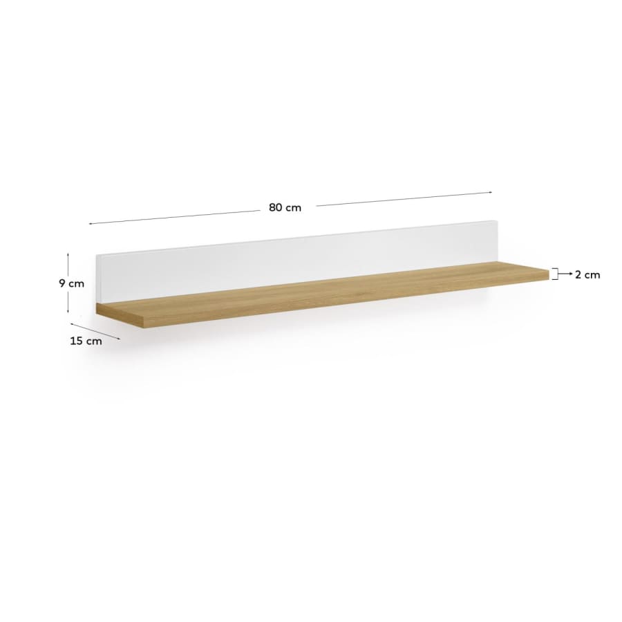 Abilen shelf in oak veneer and white lacquer 80 x 15 cm FSC 100%