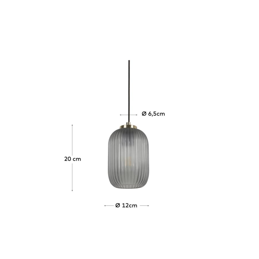 Hestia metal ceiling light with brass finish and grey glass