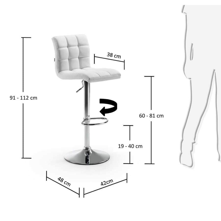Sgabello Crema bianco altezza 60-81 cm