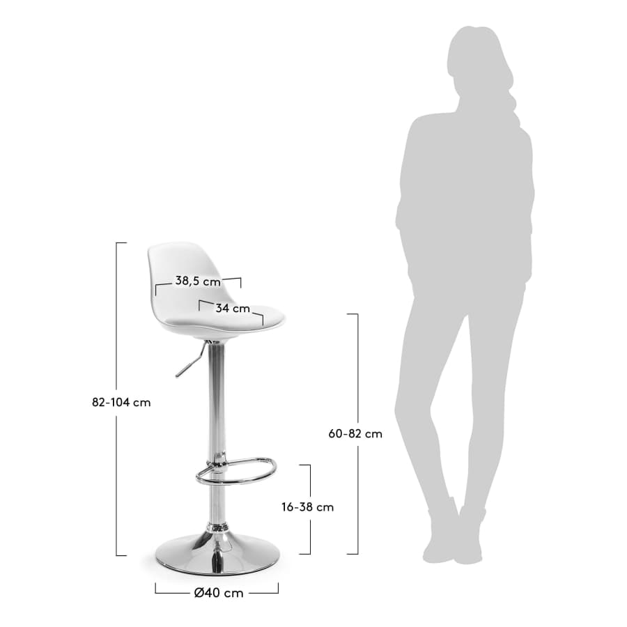 Orlando-T barstool white height 60-82 cm