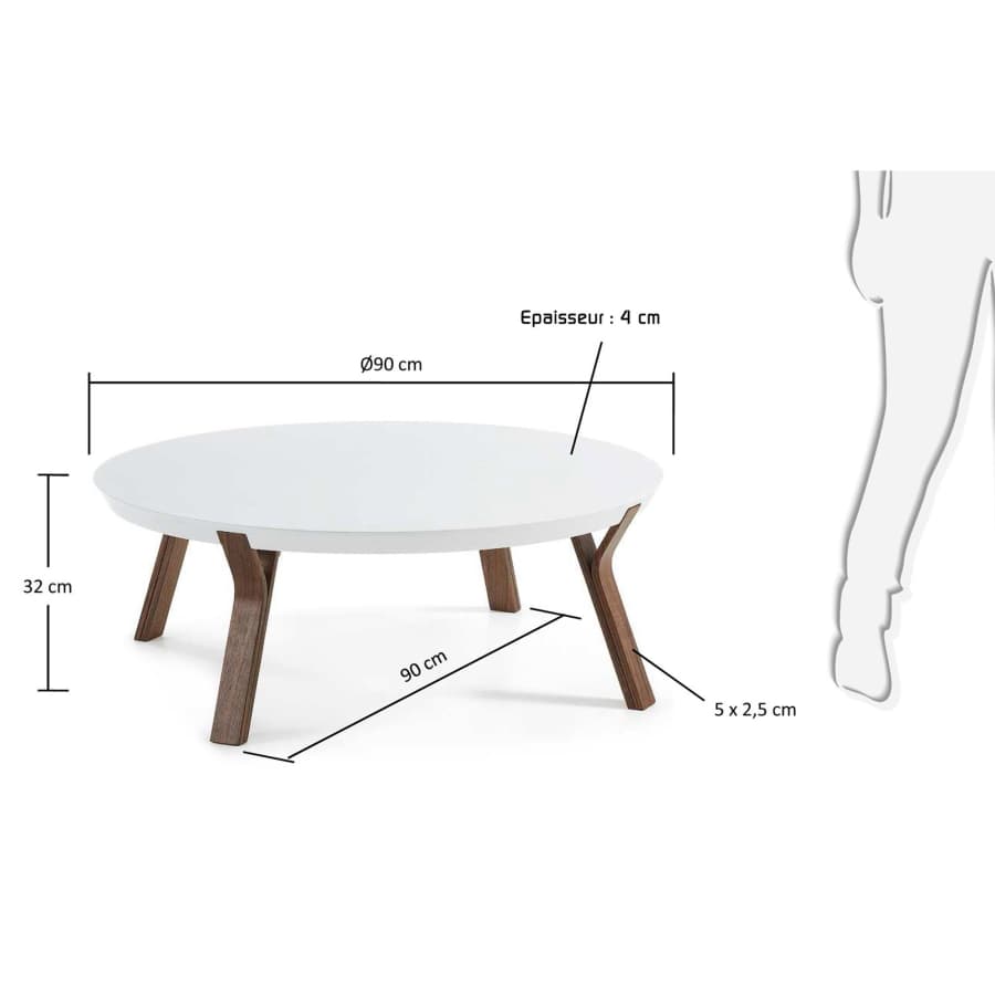 Table basse Dilos, noyer et blanc