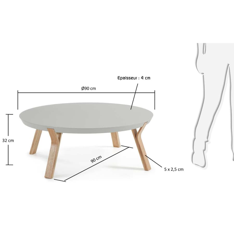 Grey and ash Dilos coffee table Ø 90 cm