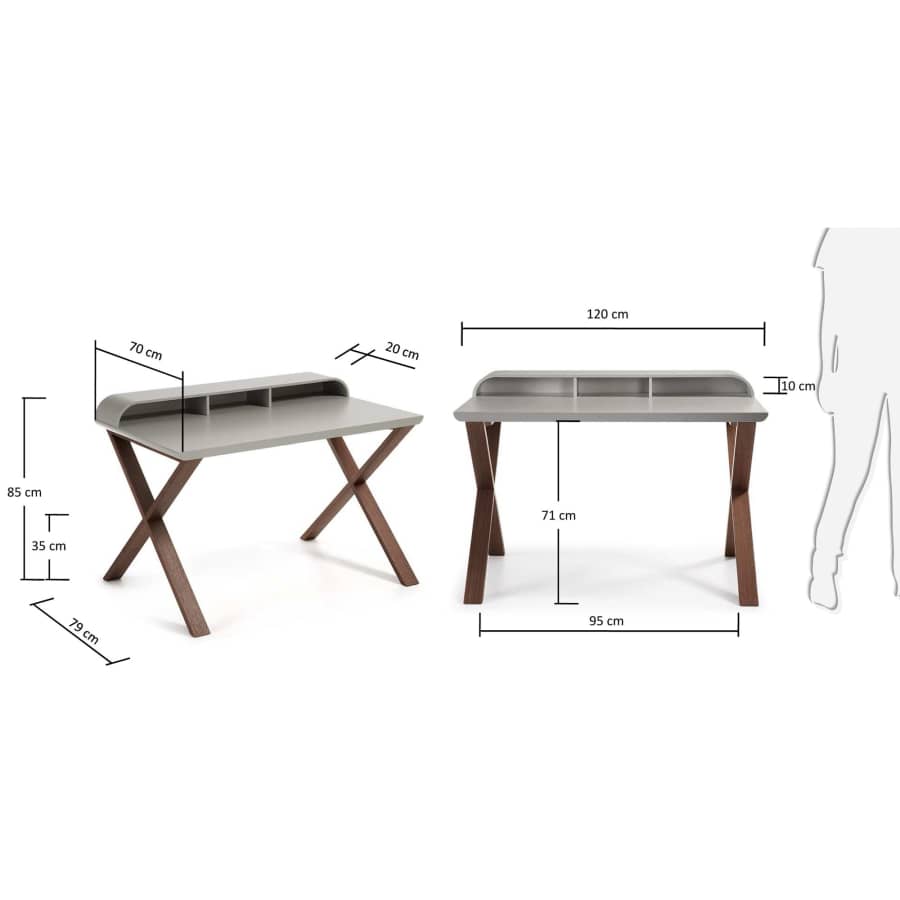 Working Schreibtisch, Nussbaumholz und grau