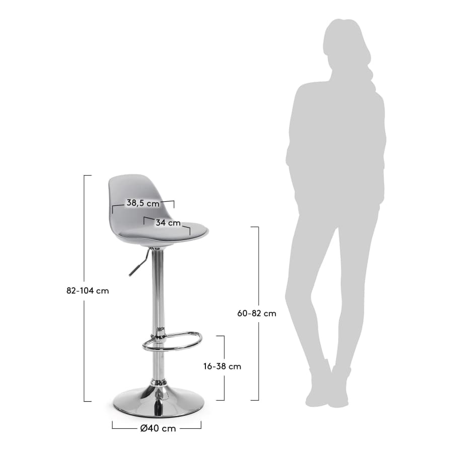 Orlando-T kruk grijs hoogte 60-82 cm