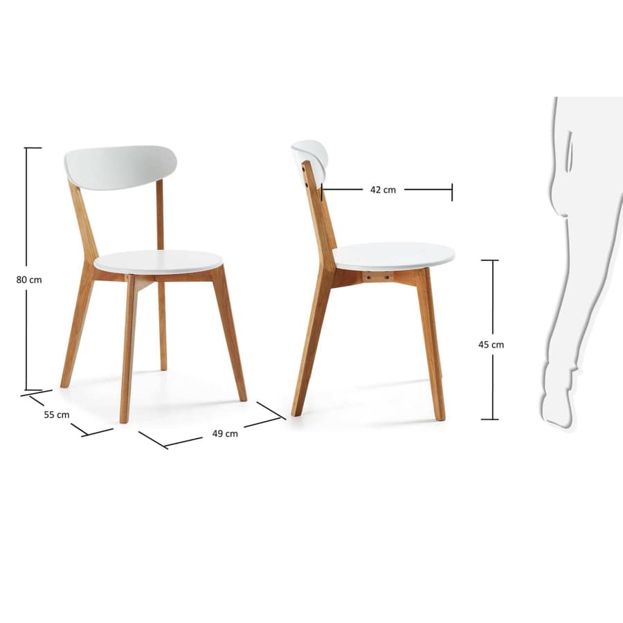 Areia white lacquered melamine and solid oak chair