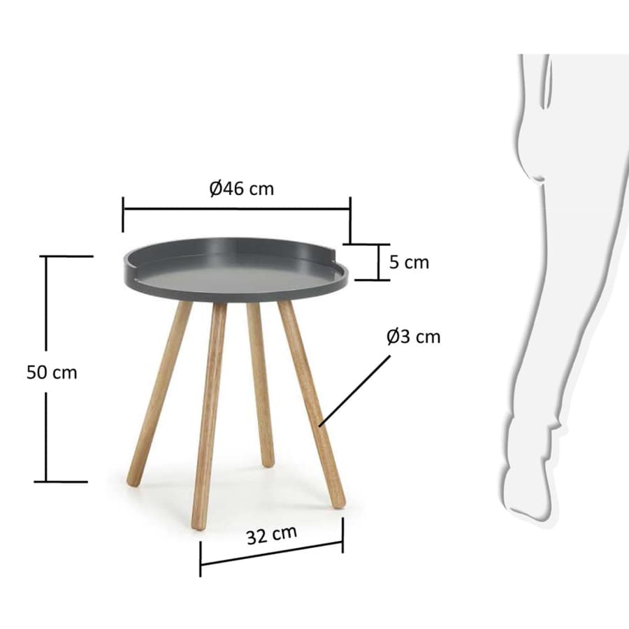 Tavolino  Kurb Ø 46 cm grigio FSC MIX Credit