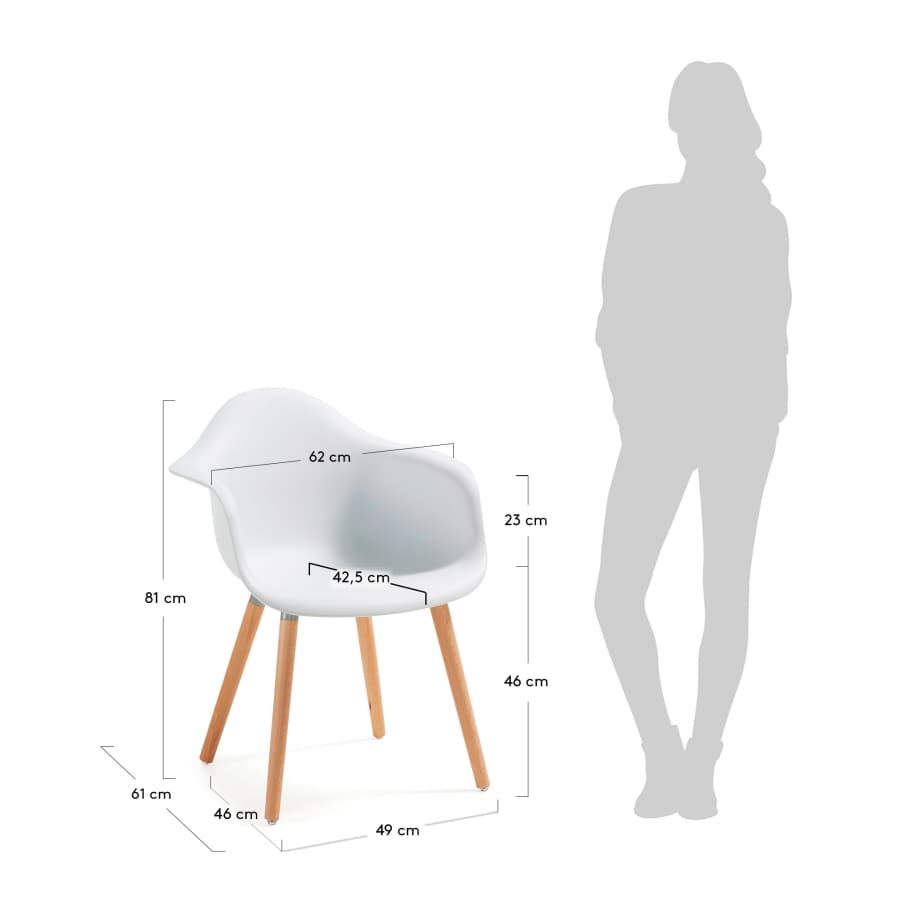 Kevya white chair with solid beech legs