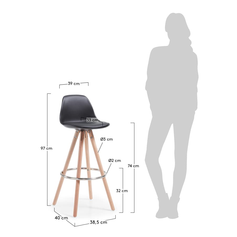 Slad Barhocker, Höhe 74 cm, schwarz