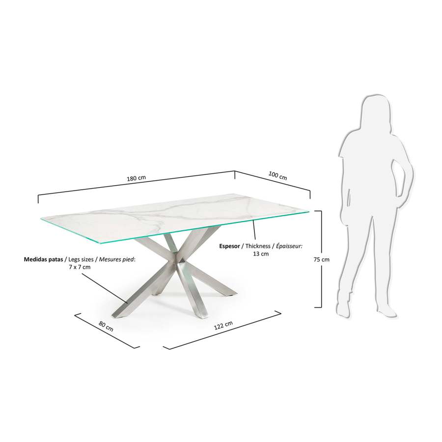 New Argo table 180x90, Inox. Mate and Kalos blanco