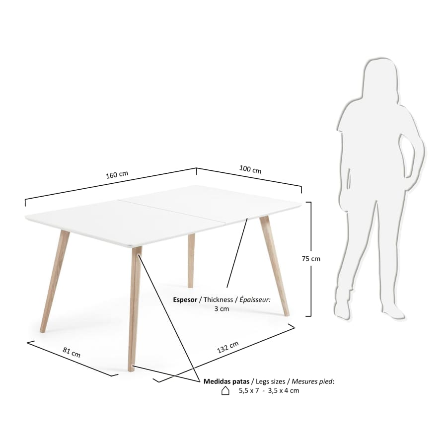 Eunice extendable table 160 (260) x 100 cm + bag