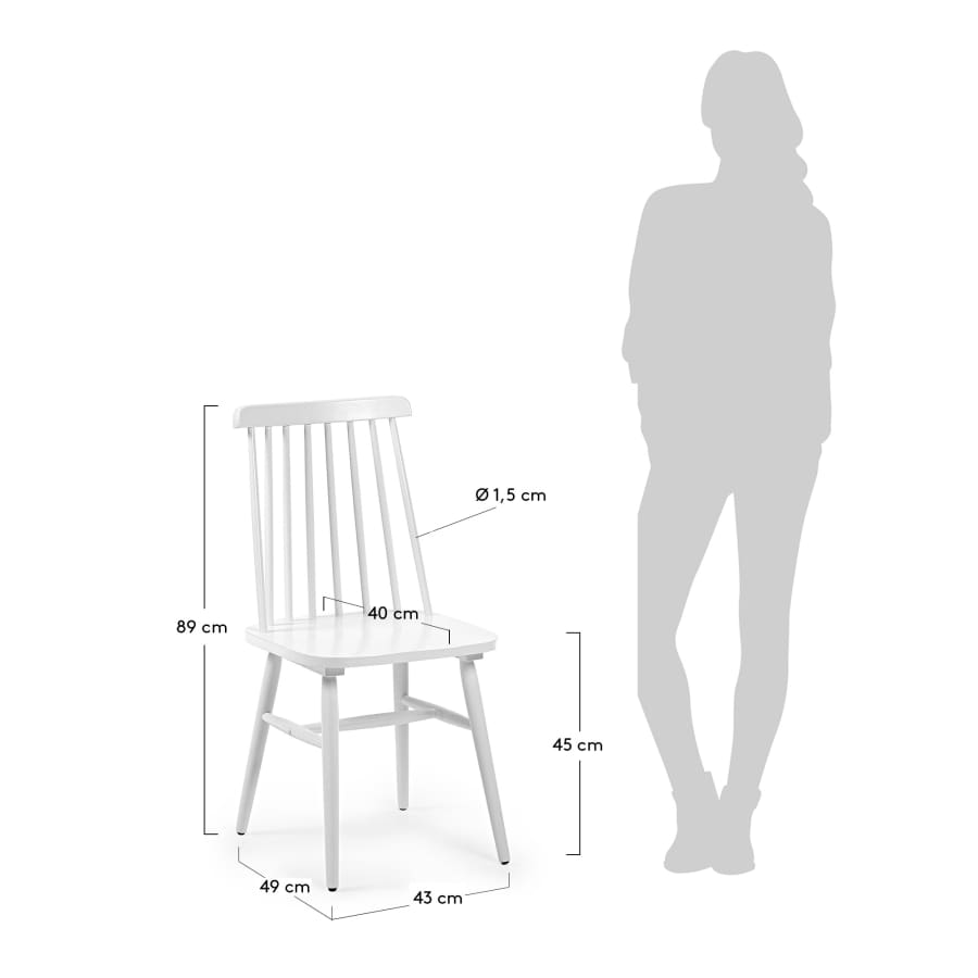 Tressia MDF and solid rubber wood chair with white lacquer