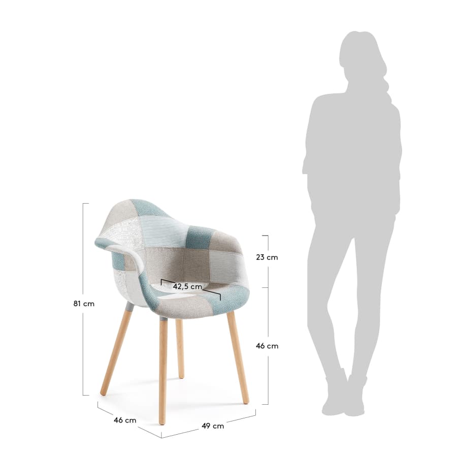 Chaise Kevya patchwork bleu