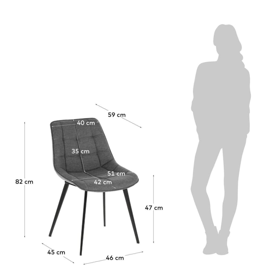 Chaise Adam gris clair et pieds en acier finition noire