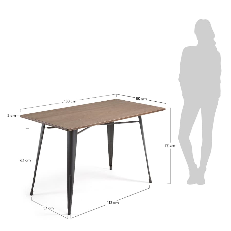 Table Malira en acier et bois de bambou 150 x 80 cm