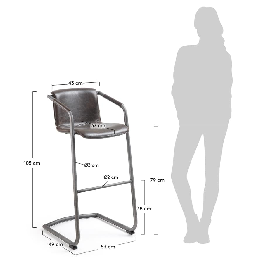 Dark brown Tribe barstool height 79 cm