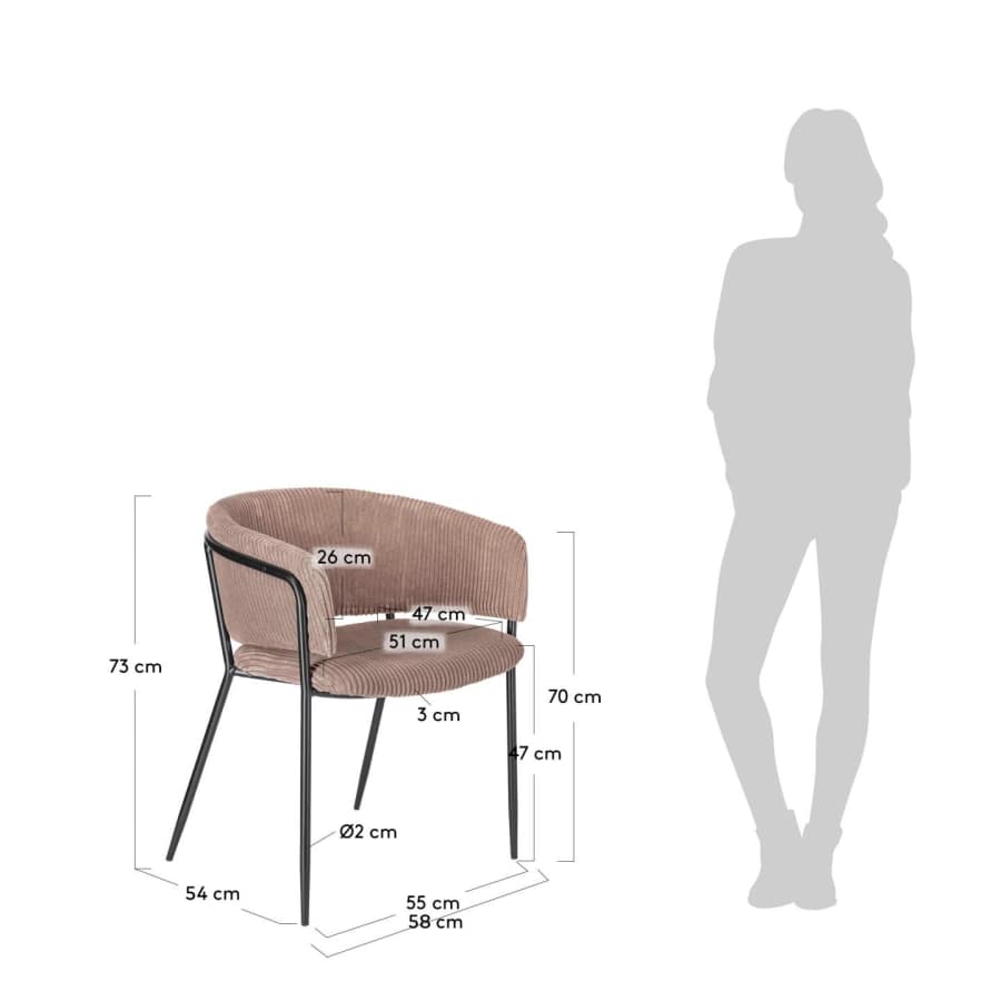 Runnie Stuhl mit dickem Cord rosa