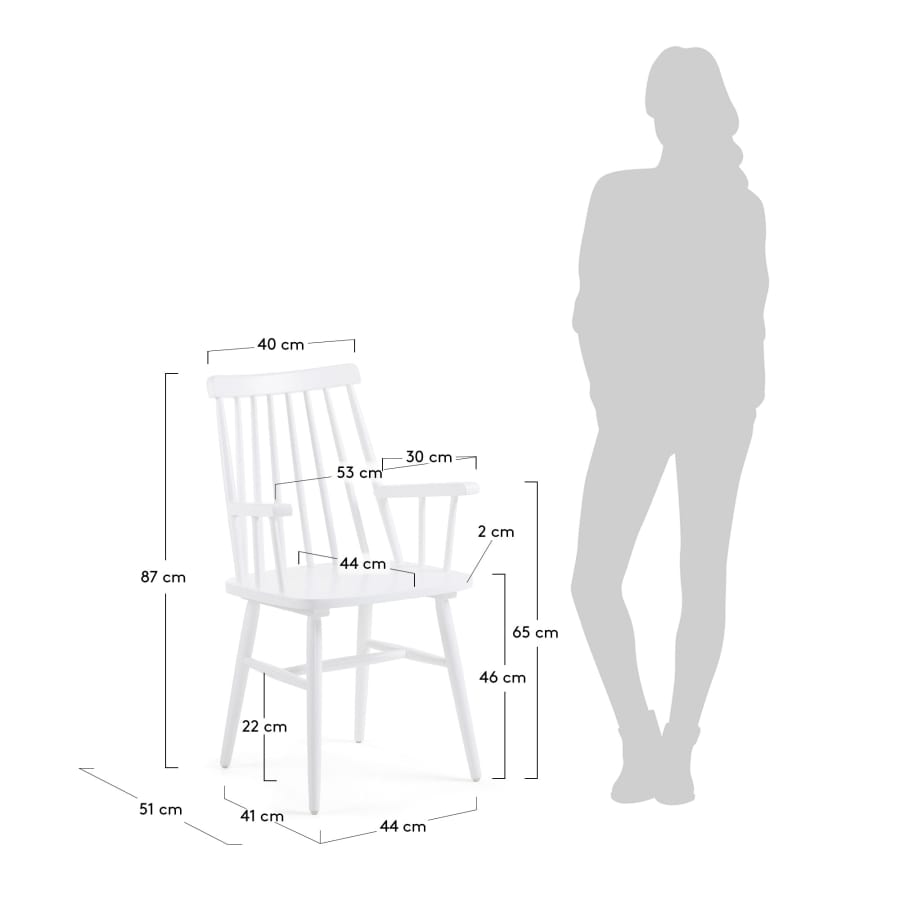 Tressia chair white with armrests