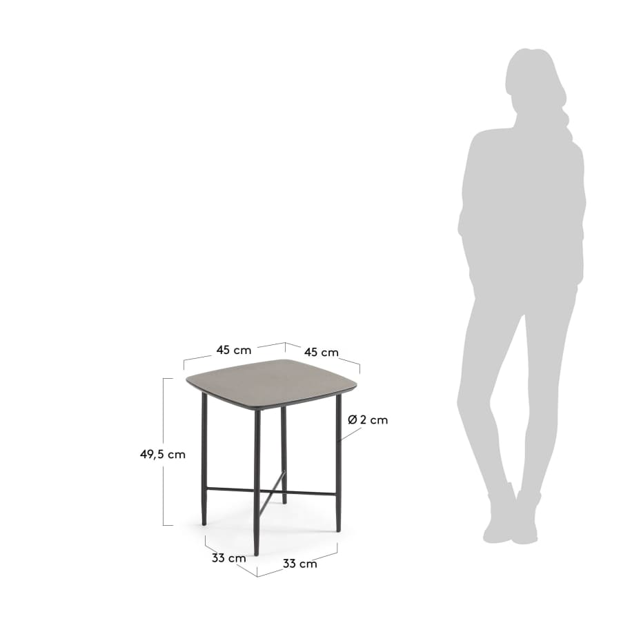 Beistelltisch Smod schwarz viereckig 45 x 45 cm mit Beinen aus Stahl in schwarz