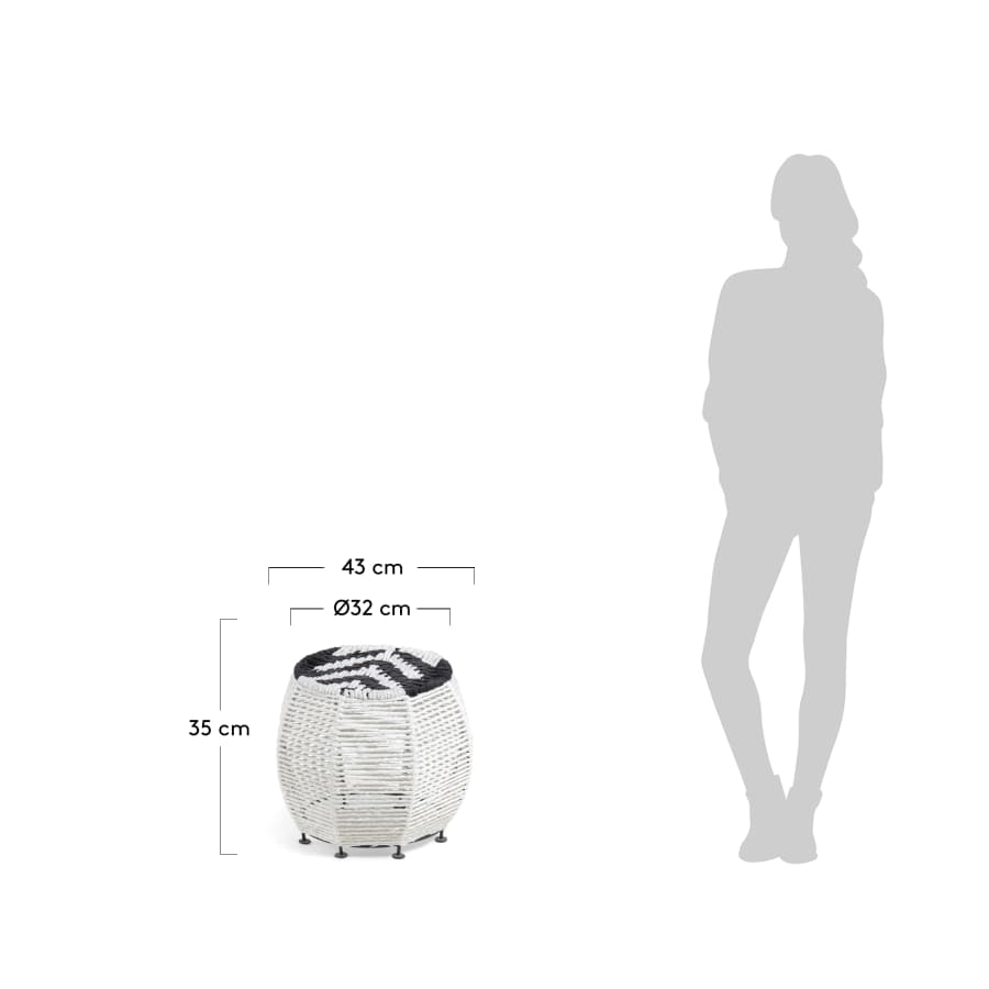 Small Kali black and white footstool