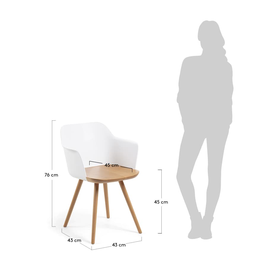 Bjorg white and solid beech chair