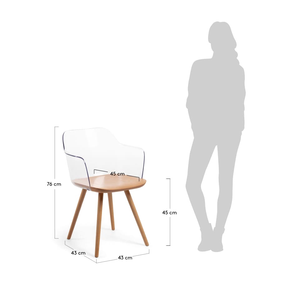 Bjorg Stuhl transparent mit massivem Buchenholz