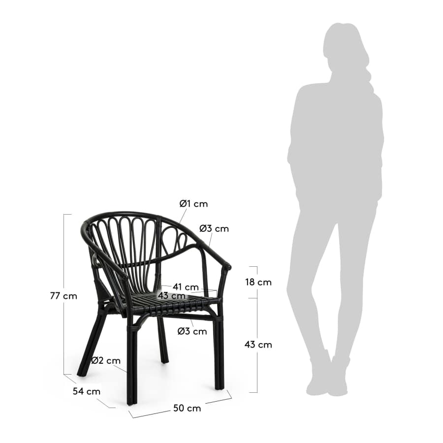 Ganga rattan chair with a black finish