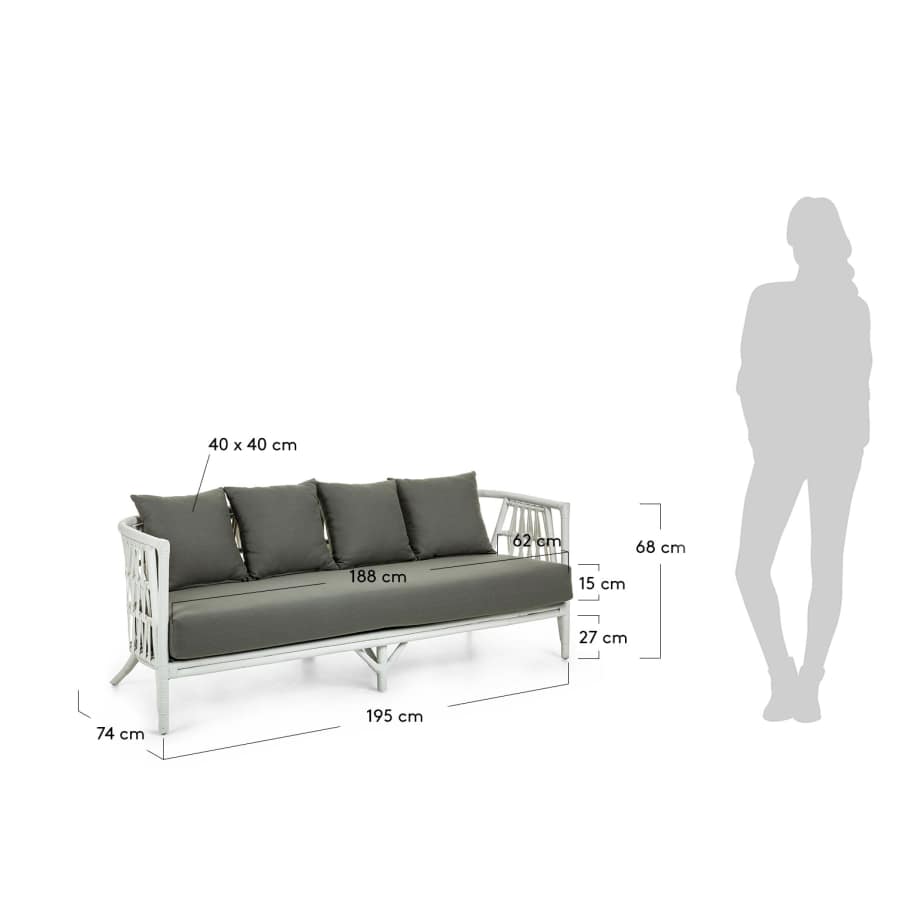 3 seaters Durga sofa 186 cm