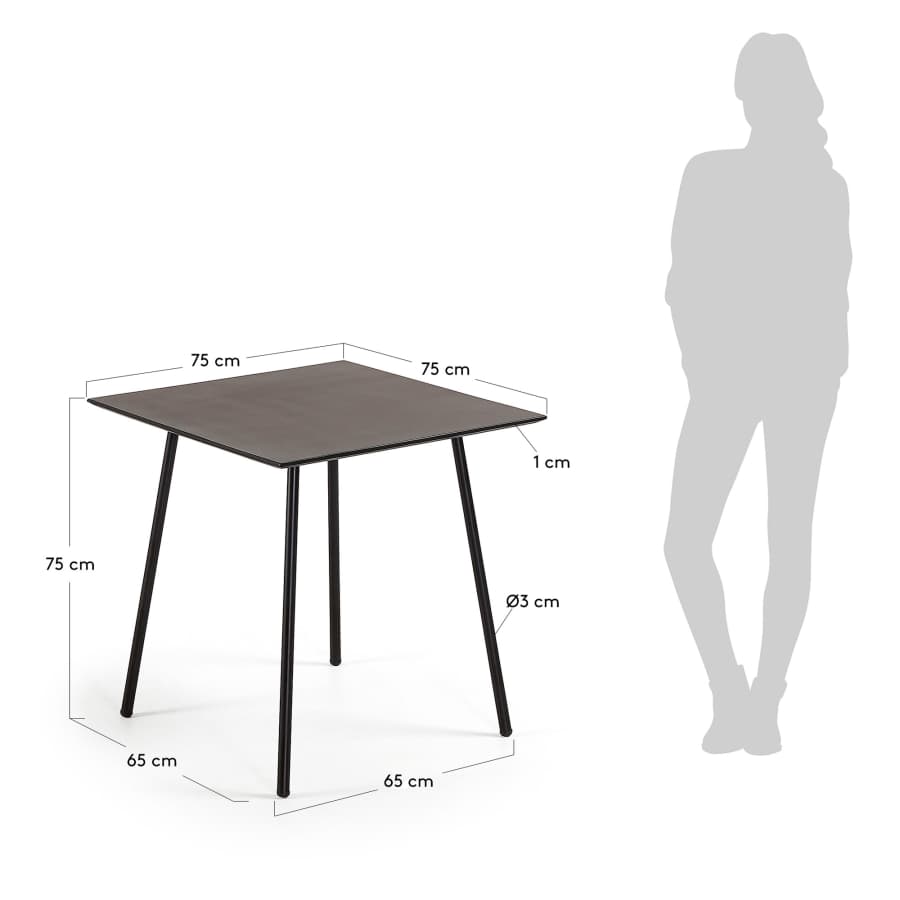 Mathis cement fibre with steel legs with black finish 75 x 75 cm