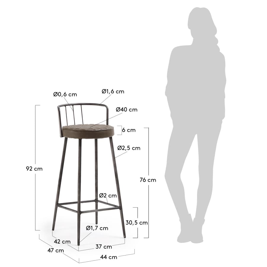 Tivan stool made from steel and faux leather, height 76 cm