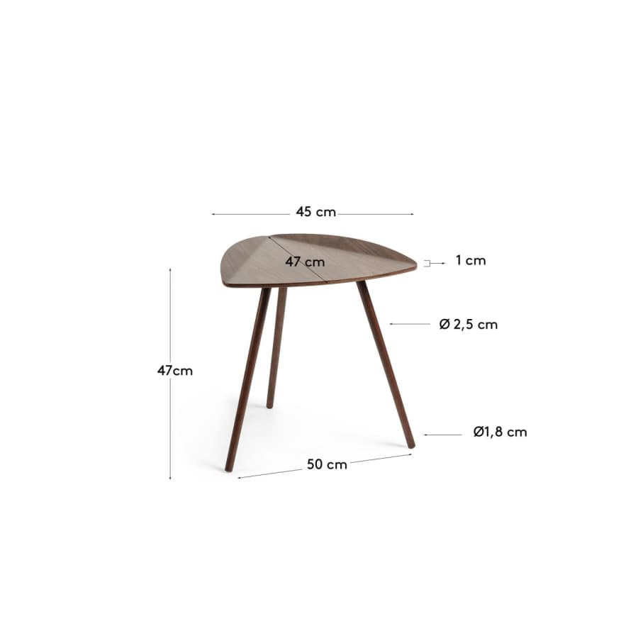 Damasc side table in veneered walnut wood 45 x 47 cm