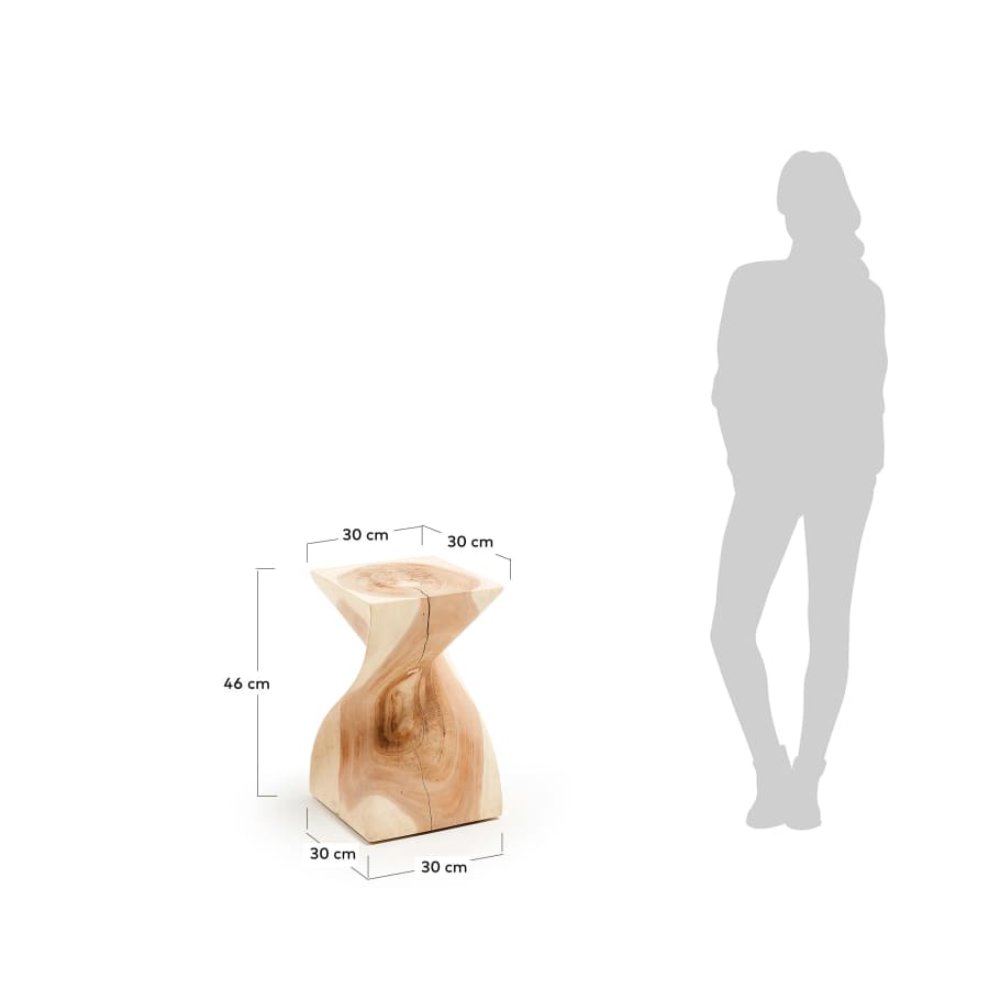 Tavolino Hakon in legno massello di mungur 30 x 30 cm