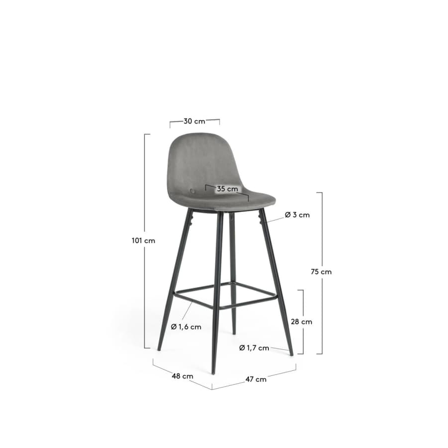 Grey fabric Nolite barstool height 75 cm
